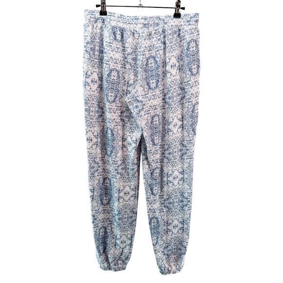 PJ SALVAGE Long Sleeve & Jogger Pajama Set • Large • blue white geometric print - Picture 7 of 11